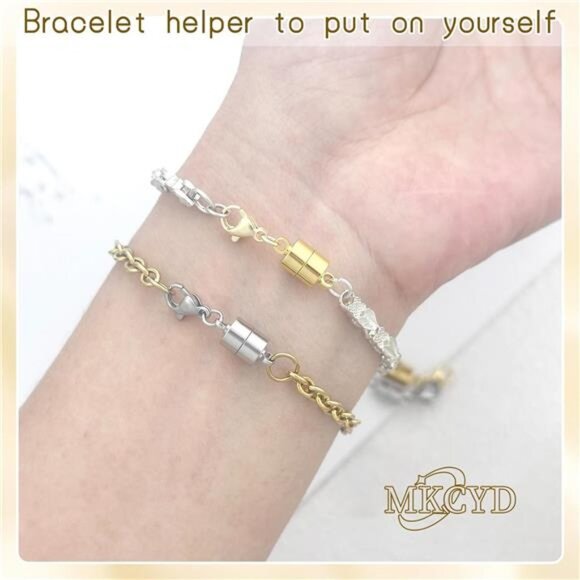 Gold Silver Magnetic Necklace Clasp Extender Easy Jewelry Bracelet Connector - Picture 4 of 7